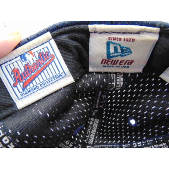 Vtg. Atlanta Braves Fitted Baseball Cap 7-1/8 New Era 59/50 MADE IN USA Blue/Red - Picture 10 of 10